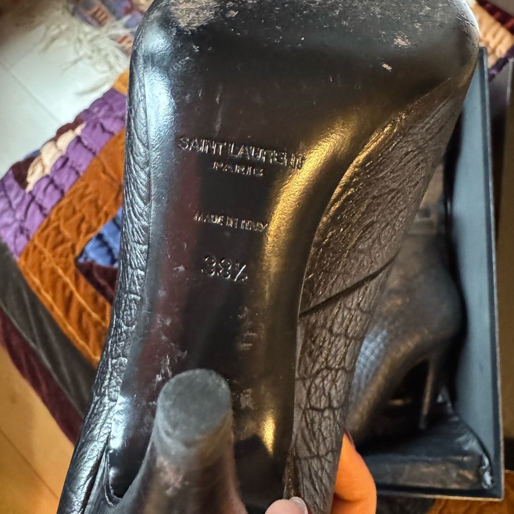 Rare Saint Laurent Croc Leather Black Ankle Booties - Picture 10 of 11